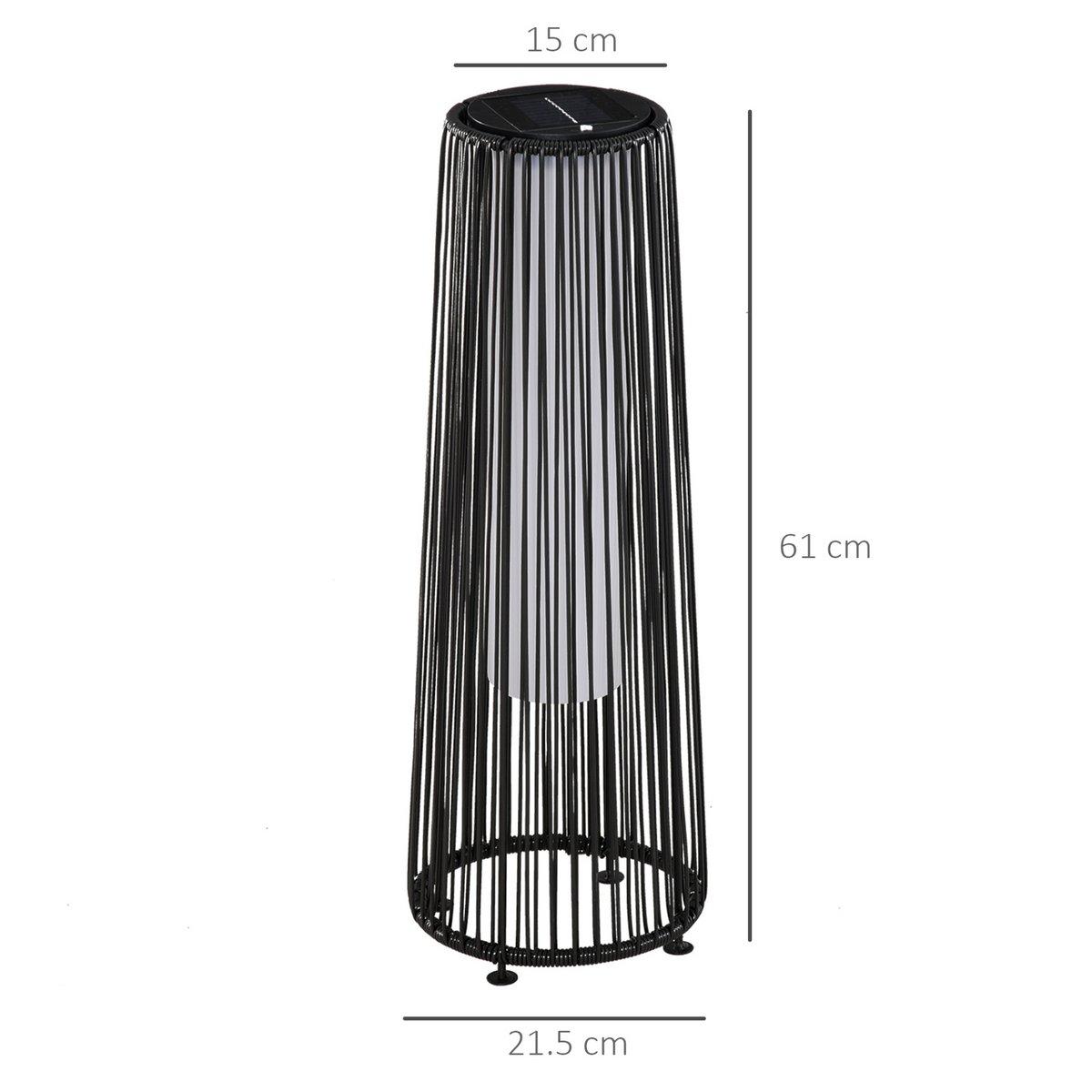 Outsunny Patio Garden PE Rattan Solar Lights | Auto On/Off Solar Powered Lights for Porch, Yard, Lawn | Black