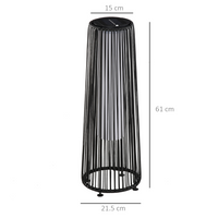 Outsunny Patio Garden PE Rattan Solar Lights | Auto On/Off Solar Powered Lights for Porch, Yard, Lawn | Black