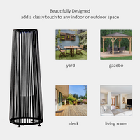 Outsunny Patio Garden PE Rattan Solar Lights | Auto On/Off Solar Powered Lights for Porch, Yard, Lawn | Black