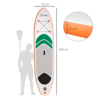 Outsunny 10'6" x 30" x 6" Inflatable Paddle Stand Up Board - White