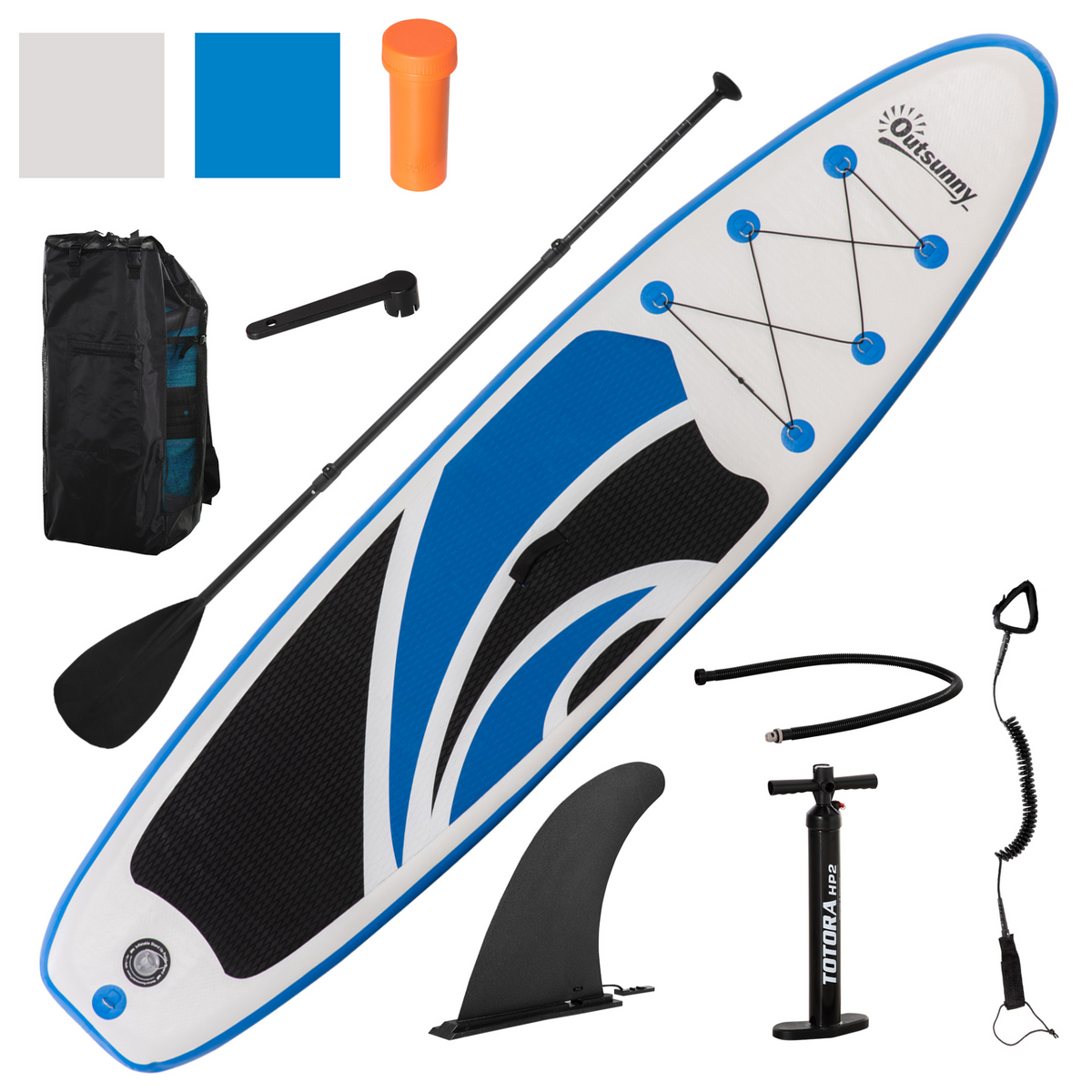 Outsunny 10'6" x 30" x 6" Inflatable Paddle Stand Up Board with Accessories