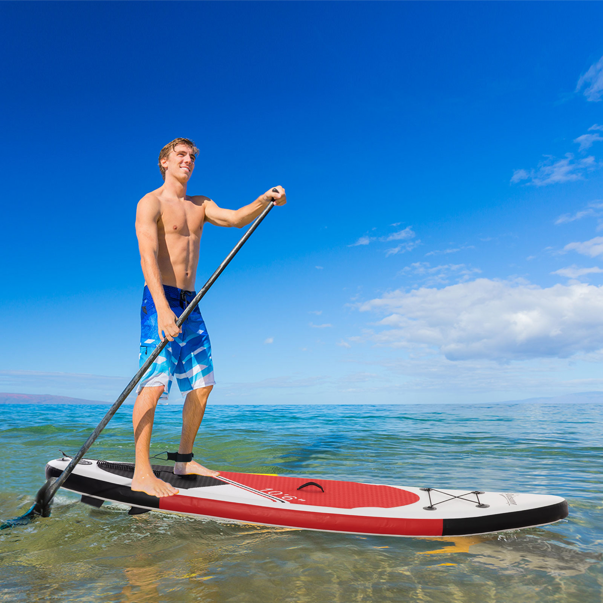 Outsunny Inflatable Paddle Stand Up Board - White