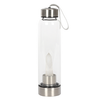 Clear Quartz Energising Glass Water Bottle - Enhance Your Hydration with Crystal Energy