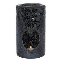 Black Crackle Glass Pillar Oil Burner - Elegant and Functional Home Decor