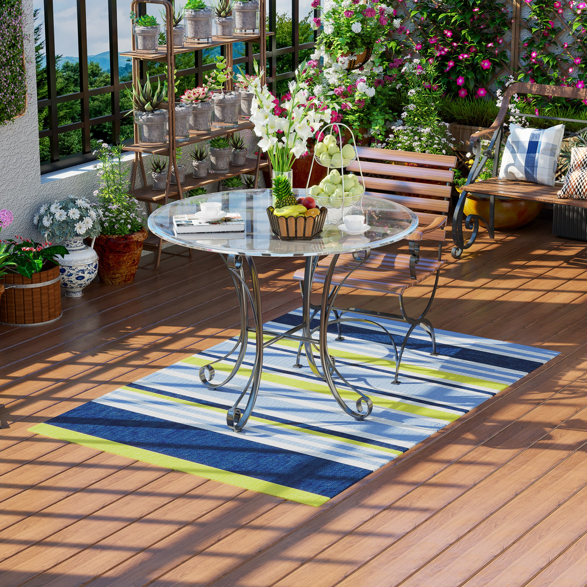 Outsunny Reversible Outdoor Rug, Waterproof Plastic Straw Mat - 121 x 182 cm