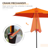 Outsunny 2.7M Tilting Garden Parasol Sun Shade Umbrella (Orange) - Aluminum Frame, Crank Mechanism