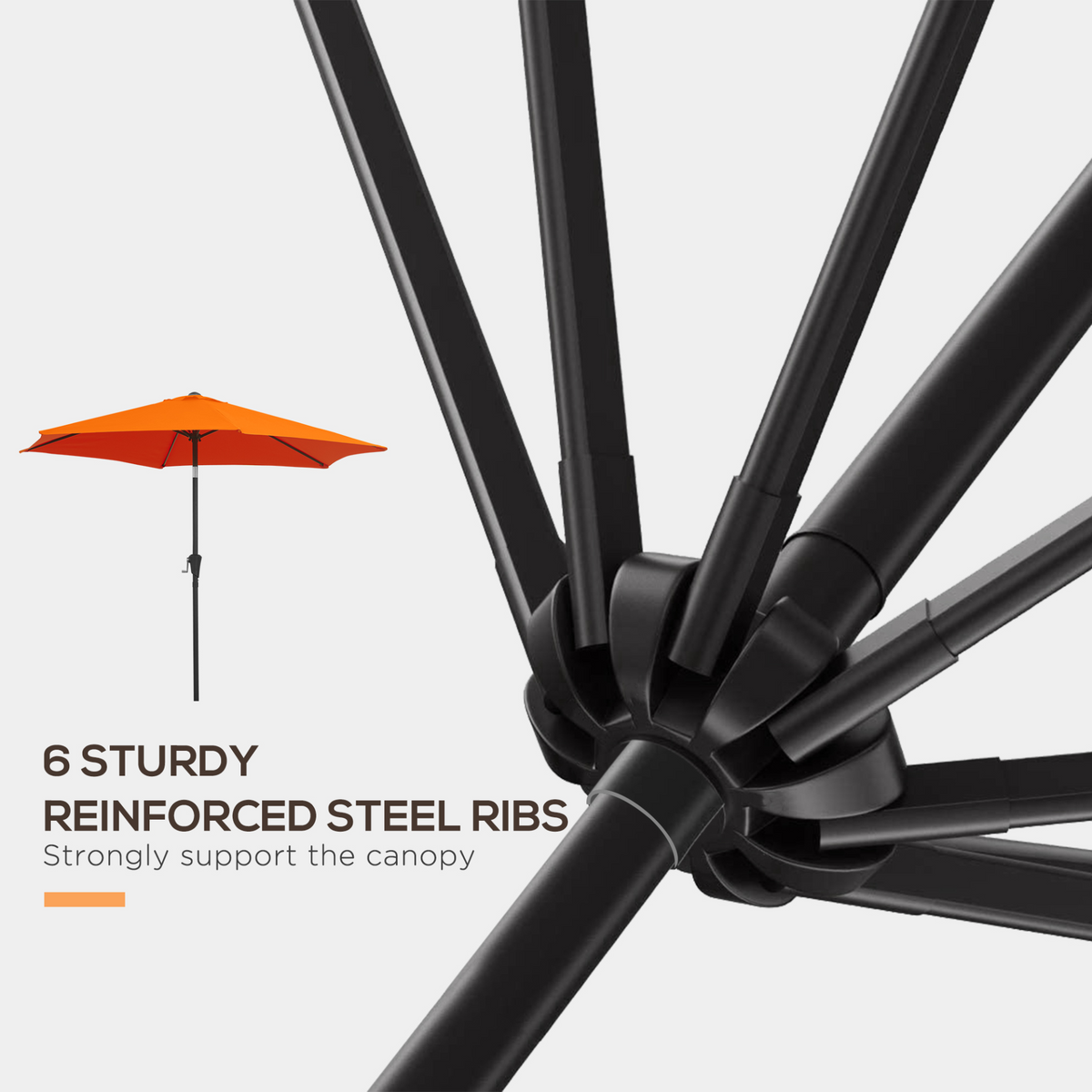 Outsunny 2.7M Tilting Garden Parasol Sun Shade Umbrella (Orange) - Aluminum Frame, Crank Mechanism