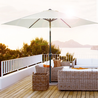 Outsunny 2.7M Tilting Parasol Sun Parasol Outdoor Garden Umbrellas Sun Shade Aluminium Frame with Crank - Cream White