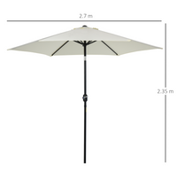 Outsunny 2.7M Tilting Parasol Sun Parasol Outdoor Garden Umbrellas Sun Shade Aluminium Frame with Crank - Cream White