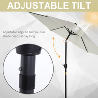 Outsunny 2.7M Tilting Parasol Sun Parasol Outdoor Garden Umbrellas Sun Shade Aluminium Frame with Crank - Cream White