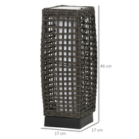 Outsunny Outdoor Rattan Solar Lantern - Brushed PE Wicker Patio Garden Lantern with Auto On/Off Solar Powered LED Lights