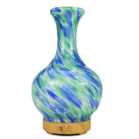 Aroma Atomiser - Glass Vase Blue and Green UK Plug - Ultrasonic Water Vaporizer