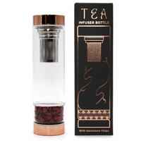 Crystal Glass Tea Infuser Bottle - Rose Gold - Red Jasper | Luxurious Way to Enjoy Loose Leaf Tea