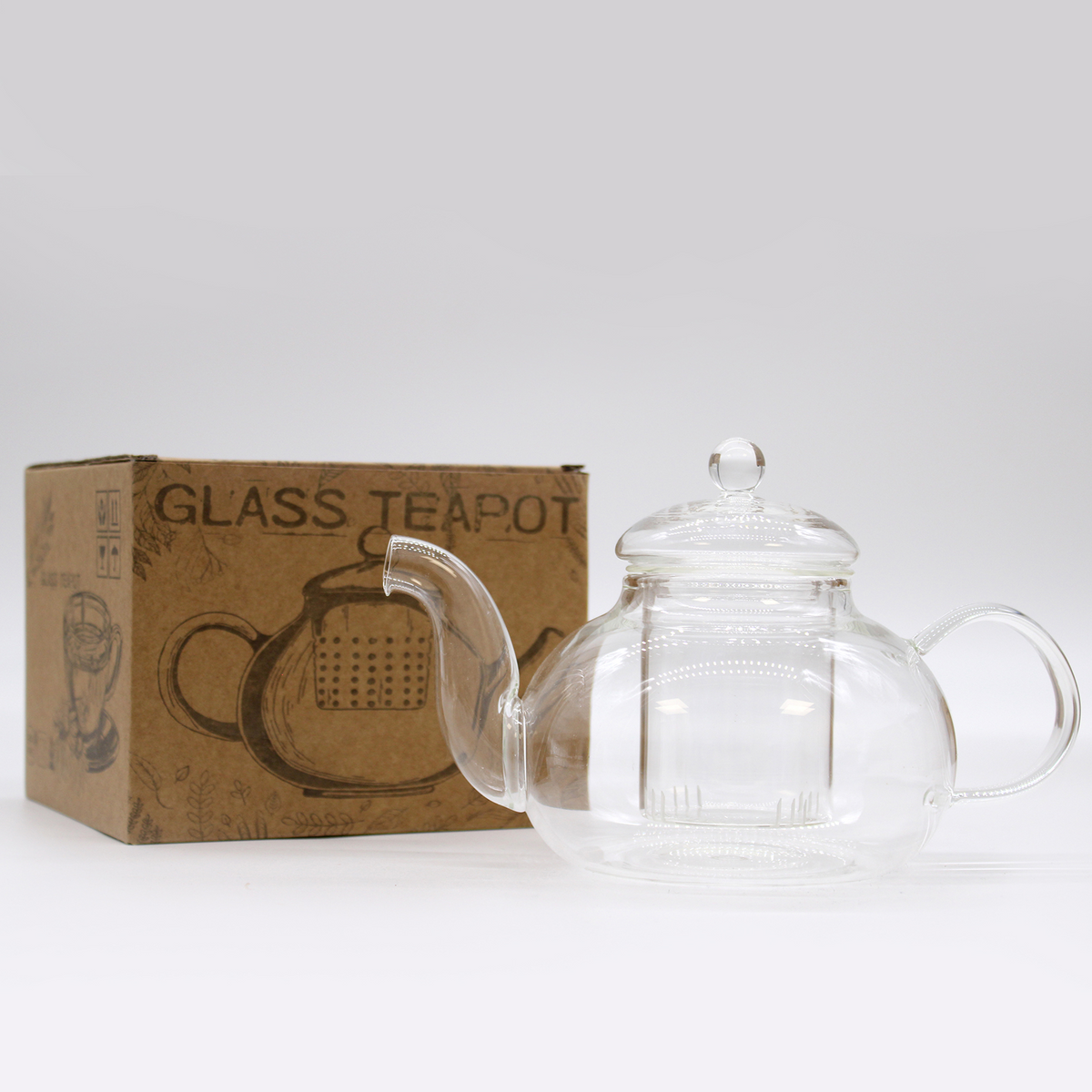 Glass Infuser Teapot - Round Pearl - 800ml