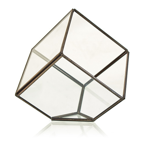 Glass Terrarium - Cube on Corner | Stunning Geometric Design | Perfect for Succulents, Air Plants, or Jewelry Organization