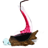 Molten Glass on Wood - Wine Decanter | Handmade Art Glass Vase