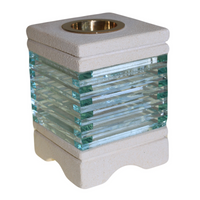 Stone Oil Burner - Square Glass Brick | Premium Sandstone Oil Burner