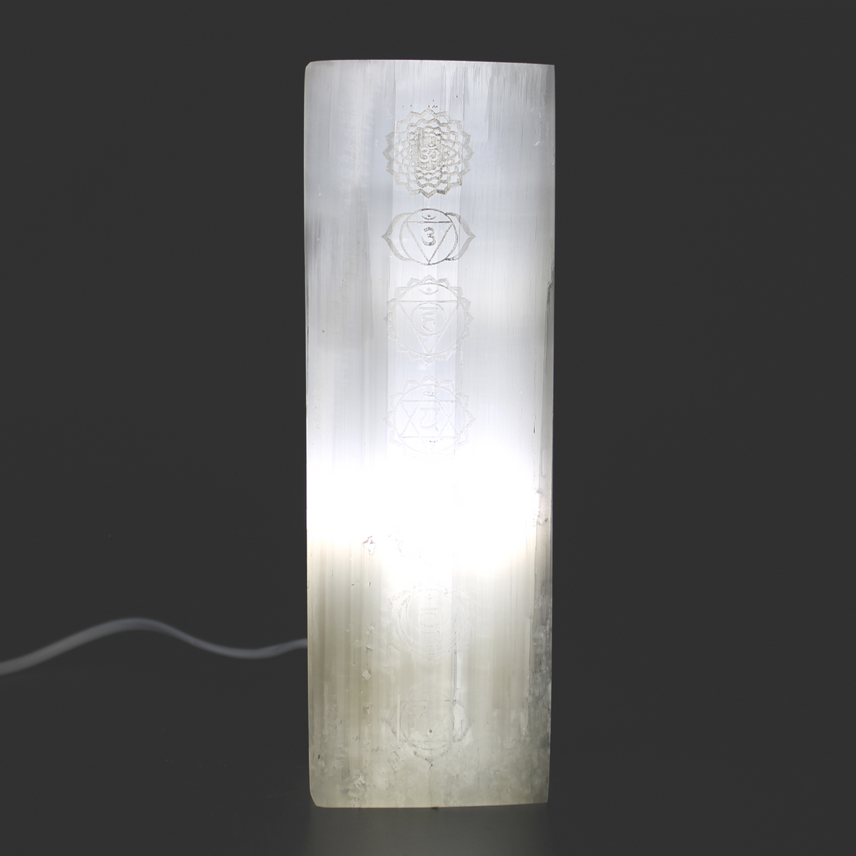 Selenite Block Lamp 25cm - Chakra Lamp | Natural Selenite Stone