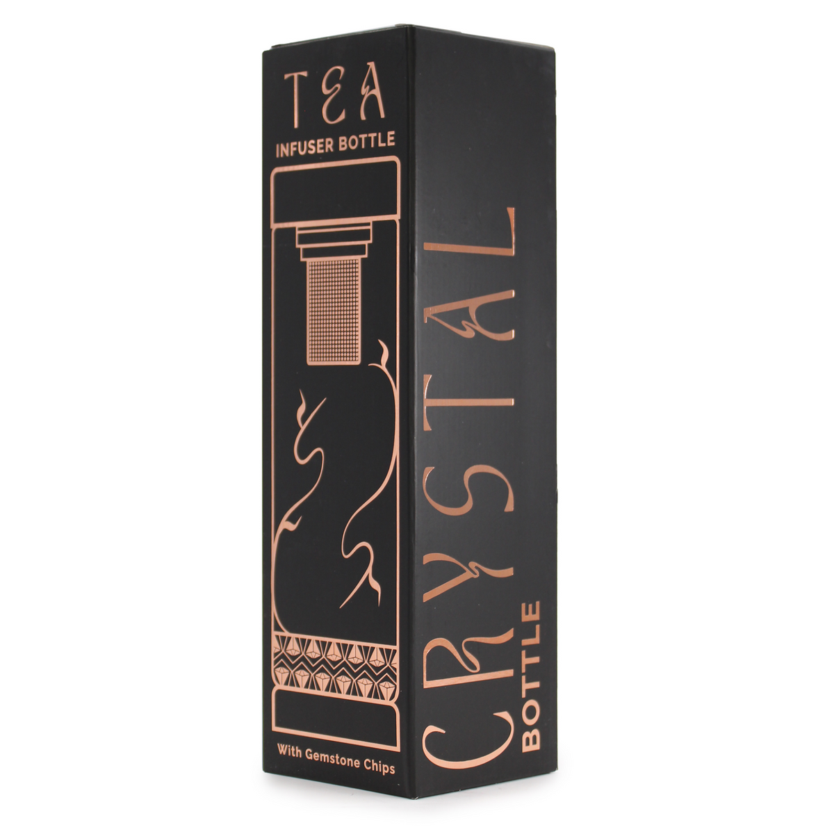 Crystal Glass Tea Infuser Bottle - Rose Gold - Rock Quartz | Enhance Your Tea-Drinking Experience