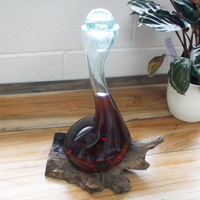 Molten Glass on Wood - Wine Decanter | Handmade Art Glass Vase