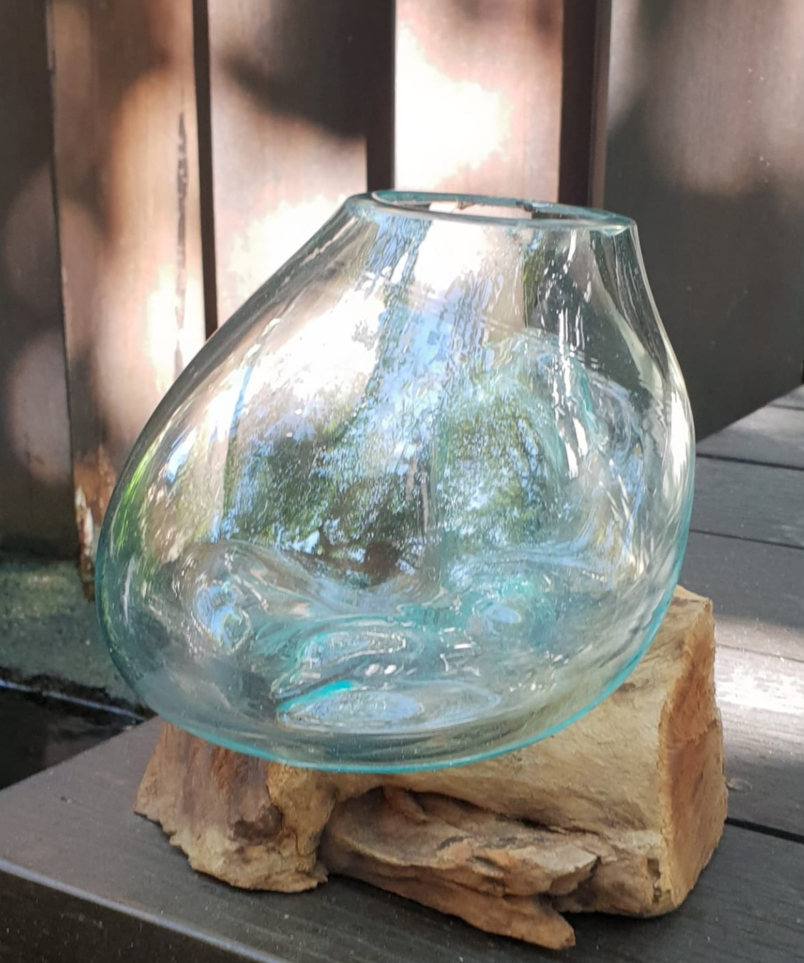 Molten Glass on Wood - Medium Bowl | Handmade Art Piece for Home Decor