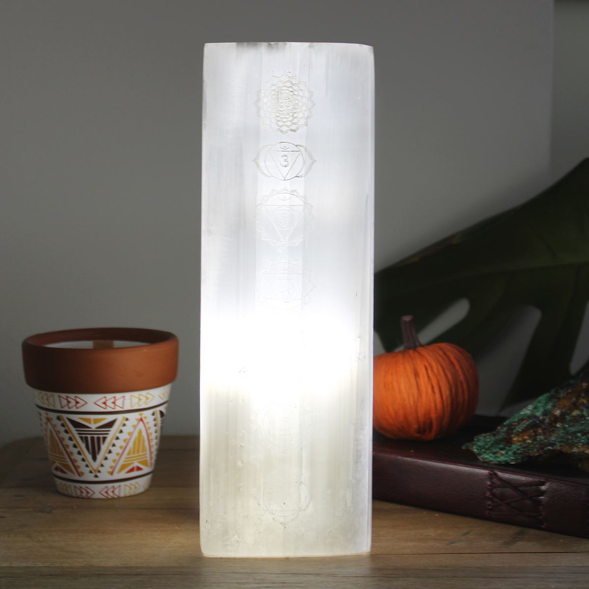 Selenite Block Lamp 25cm - Chakra Lamp | Natural Selenite Stone