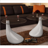 Coffee Table 2 pcs with Round Glass Top High Gloss White - Stylish and Functional Furniture for Your Living Space