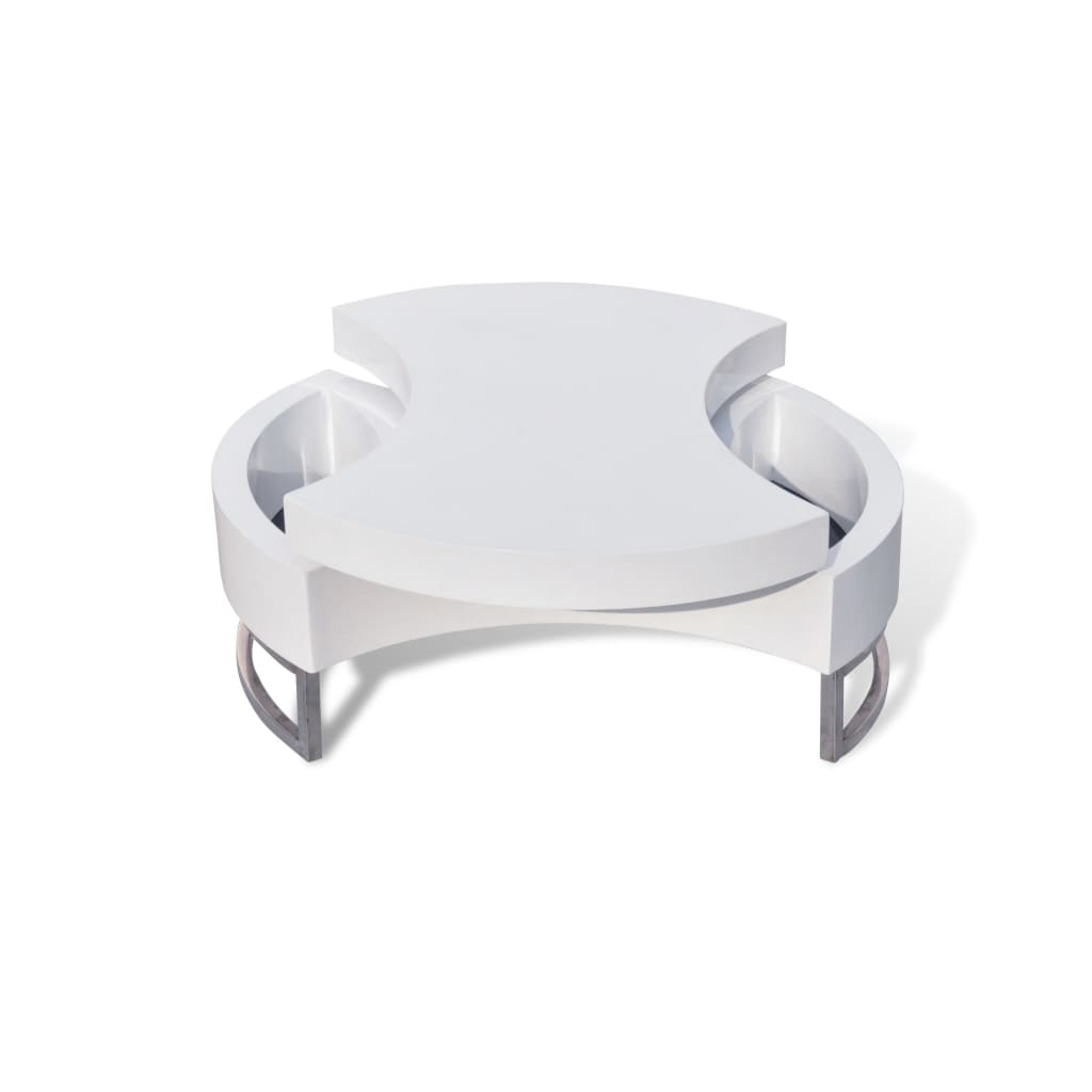 Coffee Table Shape-adjustable High Gloss White - Modern Design