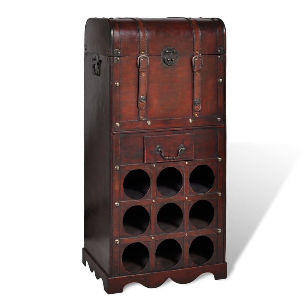 Wooden Wine Rack for 9 Bottles with Storage - Elegant and Durable