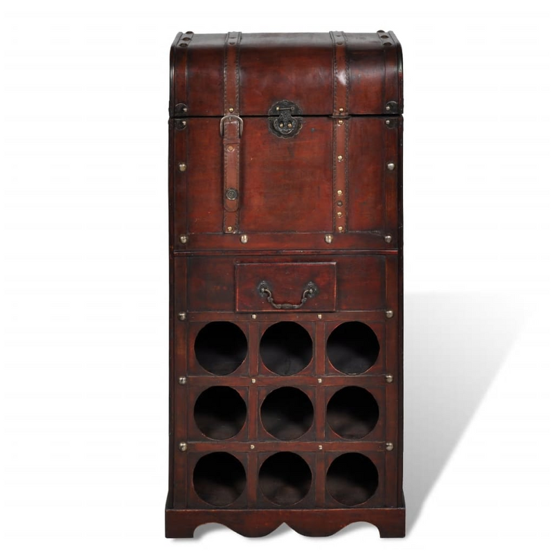 Wooden Wine Rack for 9 Bottles with Storage - Elegant and Durable