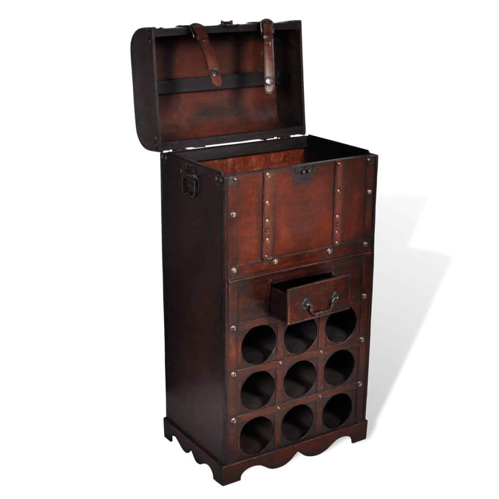 Wooden Wine Rack for 9 Bottles with Storage - Elegant and Durable