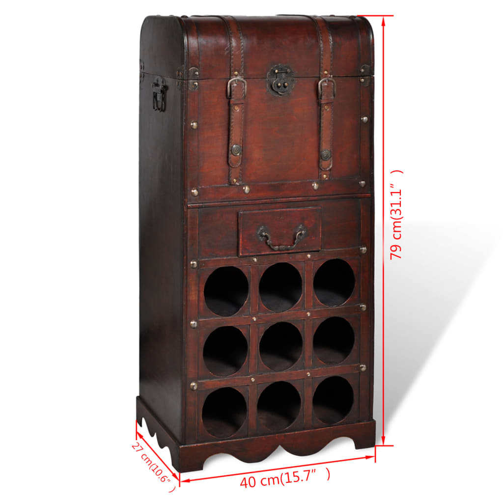 Wooden Wine Rack for 9 Bottles with Storage - Elegant and Durable