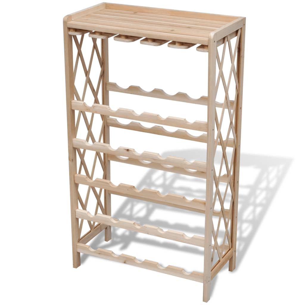 Wine Rack for 25 Bottles - Solid Fir Wood, Durable and Stylish