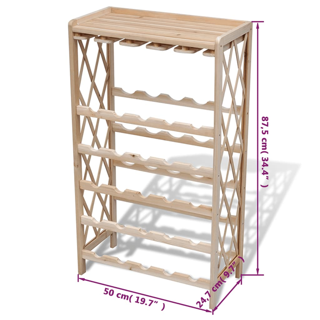 Wine Rack for 25 Bottles - Solid Fir Wood, Durable and Stylish