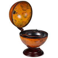 Tabletop Globe Bar Wine Stand Wood - Antique Replica Nautical Design - Home or Office Decoration