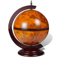 Tabletop Globe Bar Wine Stand Wood - Antique Replica Nautical Design - Home or Office Decoration