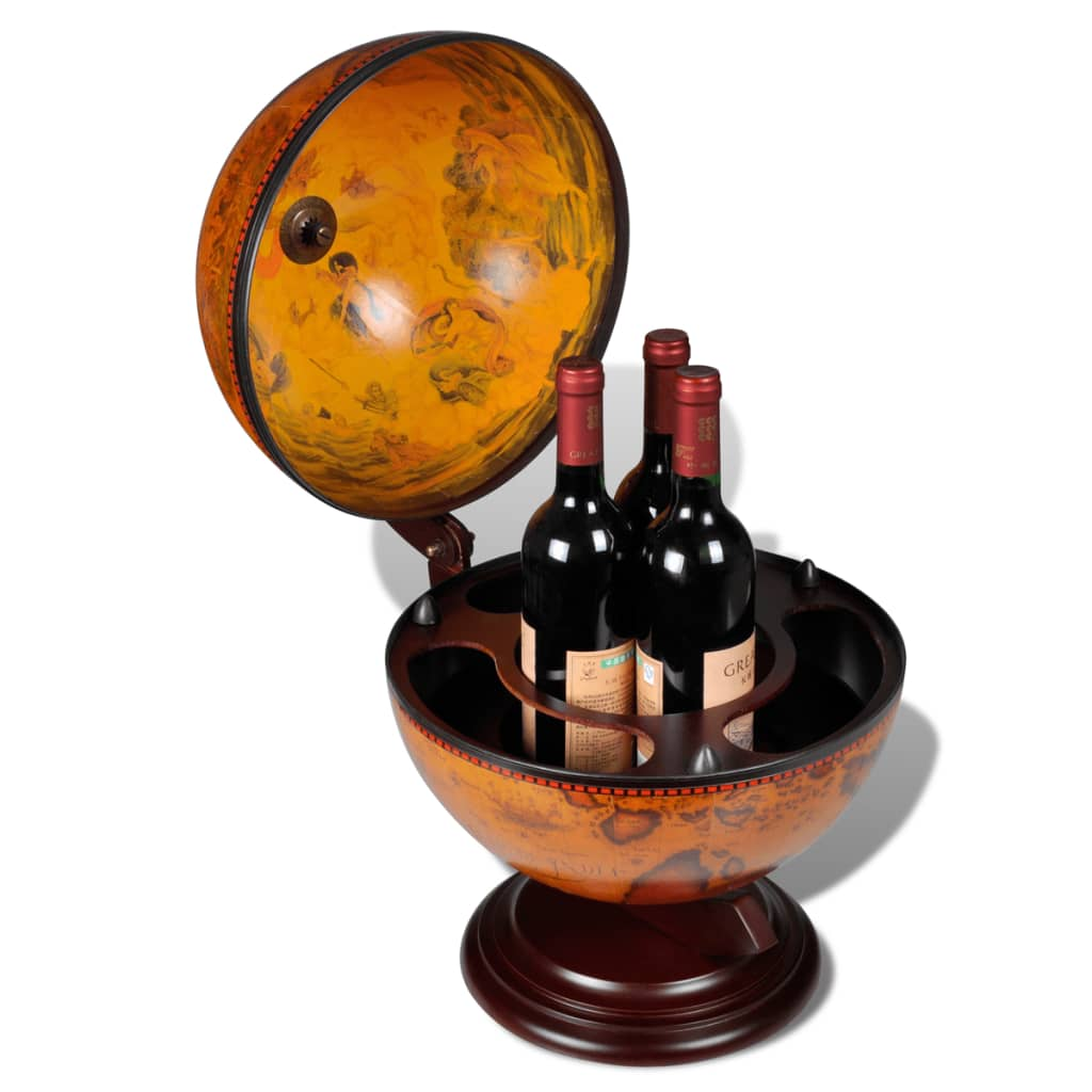 Tabletop Globe Bar Wine Stand Wood - Antique Replica Nautical Design - Home or Office Decoration