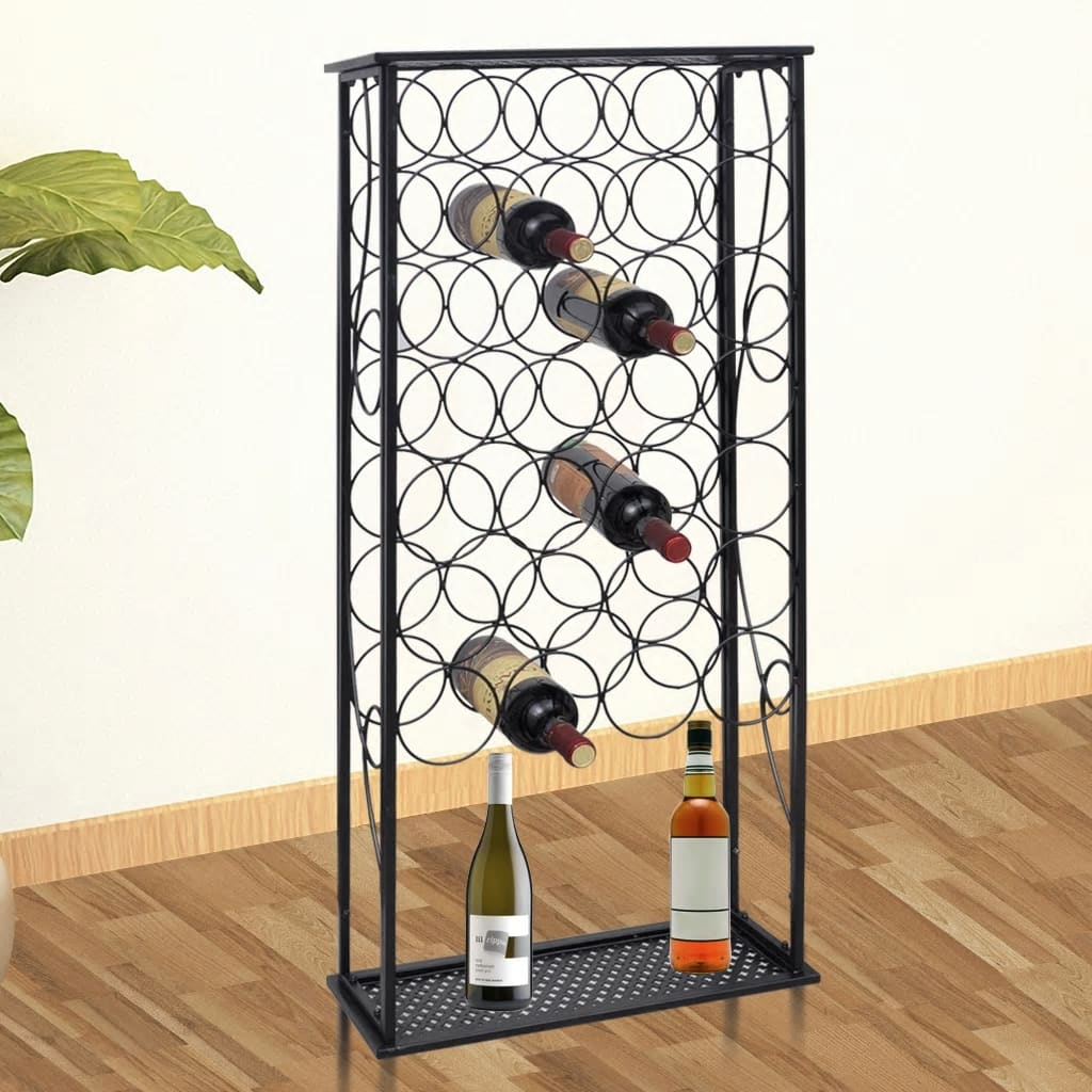 Wine Rack for 28 Bottles Metal - Elegant Floor Standing Wine Storage