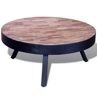 Coffee Table Round Reclaimed Teak Wood - Unique Vintage Style