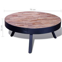 Coffee Table Round Reclaimed Teak Wood - Unique Vintage Style