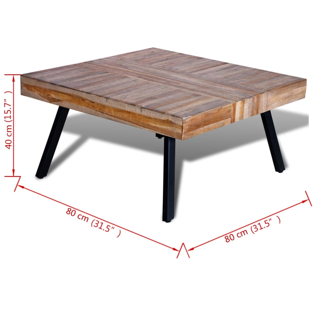 Coffee Table Square Reclaimed Teak Wood - Unique and Vintage Style