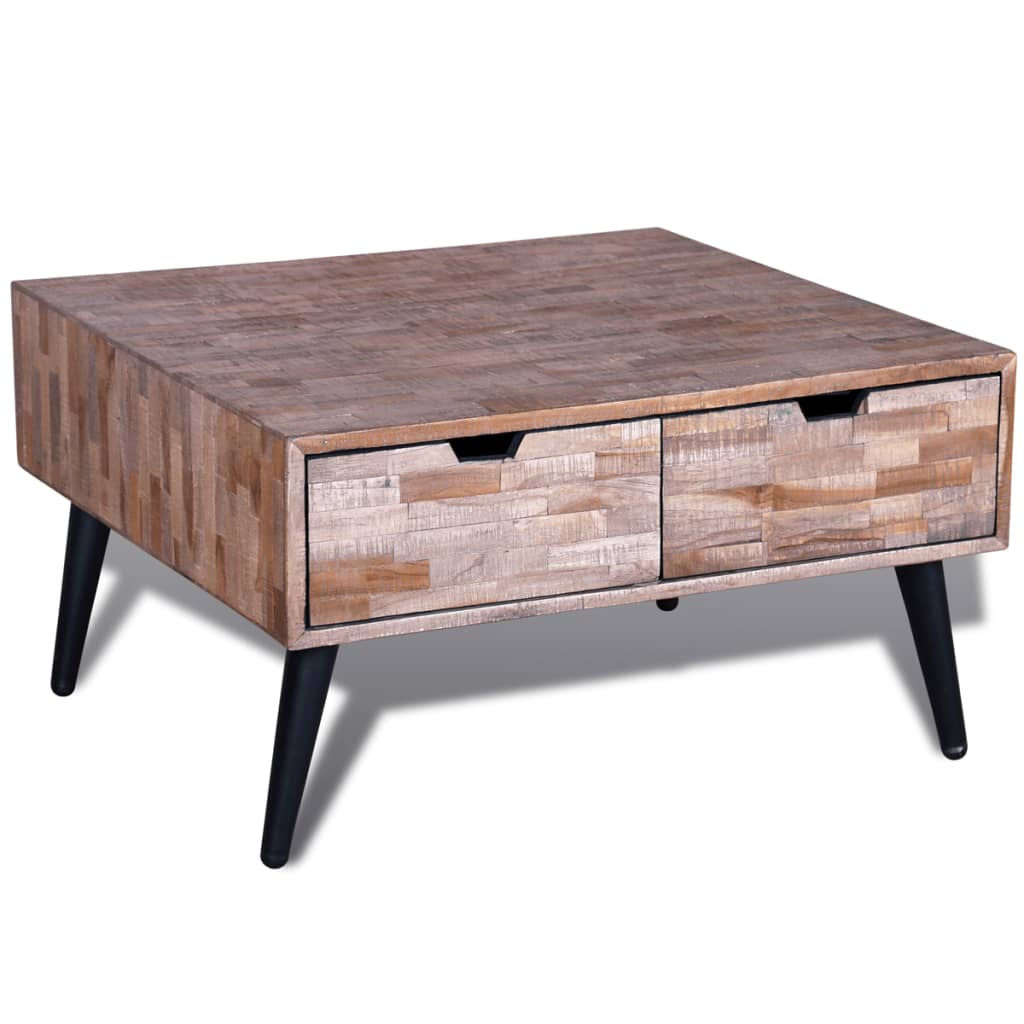 Coffee Table with 4 Drawers Reclaimed Teak Wood - Unique Vintage Style