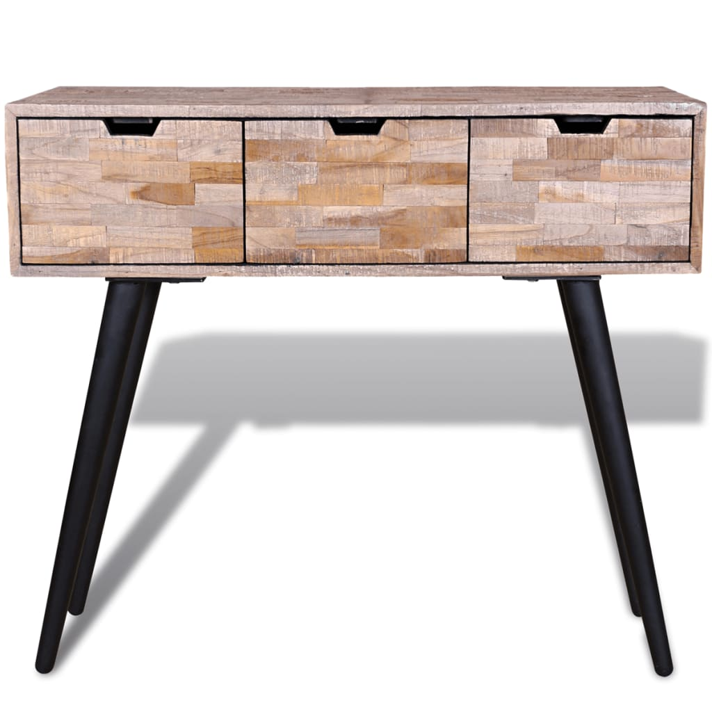 Console Table with 3 Drawers | Reclaimed Teak Wood - Rustic Charm for Your Home