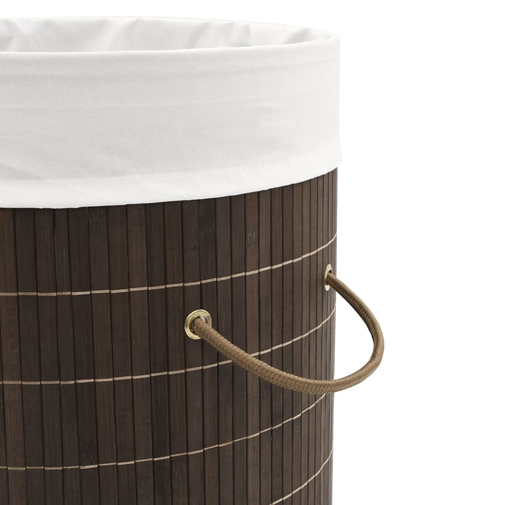 vidaXL Bamboo Laundry Bin Round Dark Brown - Stylish and Functional