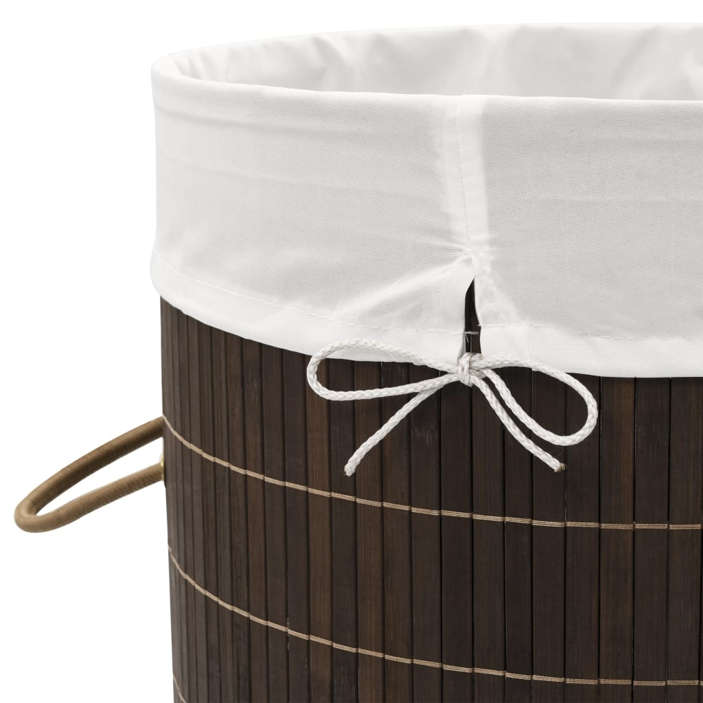 vidaXL Bamboo Laundry Bin Round Dark Brown - Stylish and Functional