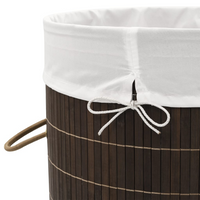 vidaXL Bamboo Laundry Bin Round Dark Brown - Stylish and Functional