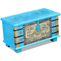 Storage Chest Blue Mango Wood 80x40x45 cm - Antique-style Wooden Storage Chest for Your Room