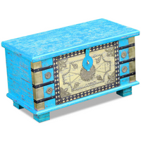 Storage Chest Blue Mango Wood 80x40x45 cm - Antique-style Wooden Storage Chest for Your Room