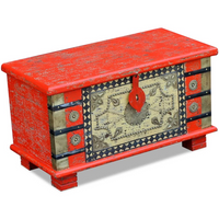 Storage Chest Red Mango Wood 80x40x45 cm - Antique-Style Wooden Chest