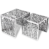 Two Piece Side Tables Square Aluminium Silver - Versatile and Stylish